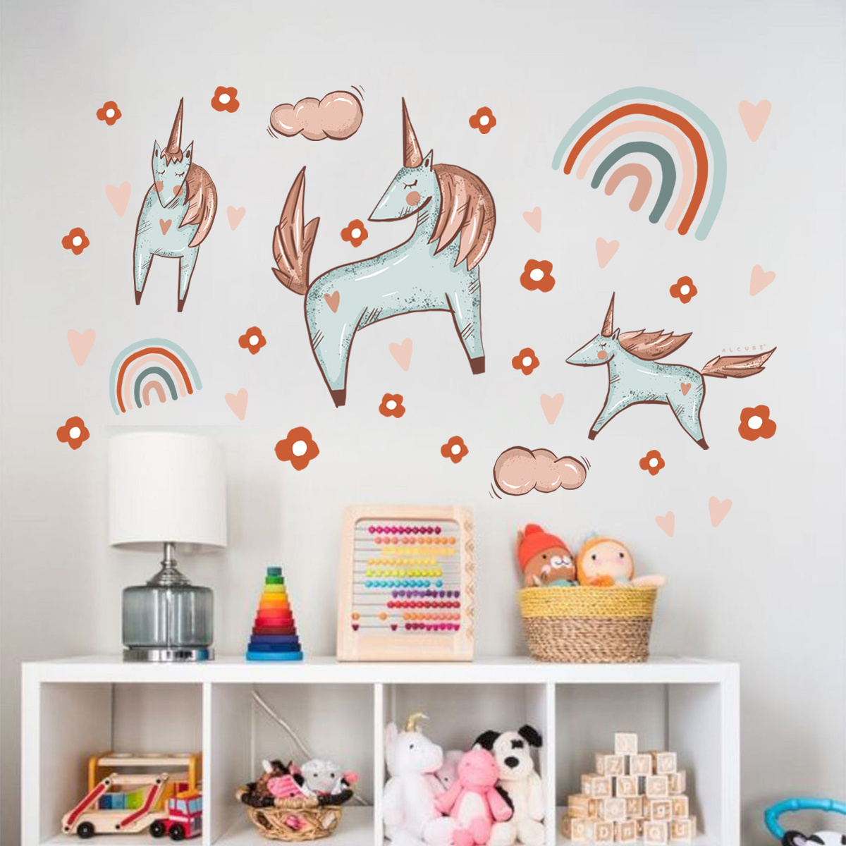 Custom Unicorn Dream Theme Adhesive Removable Printing Decal PVC Waterproof Mock Up Home Decoration Wall Sticker for Kids Room