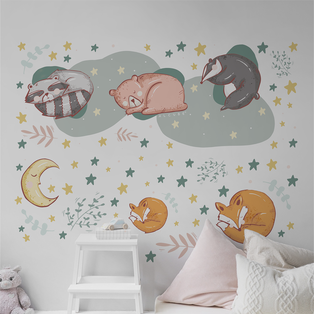 Custom Unicorn Dream Theme Adhesive Removable Printing Decal PVC Waterproof Mock Up Home Decoration Wall Sticker for Kids Room