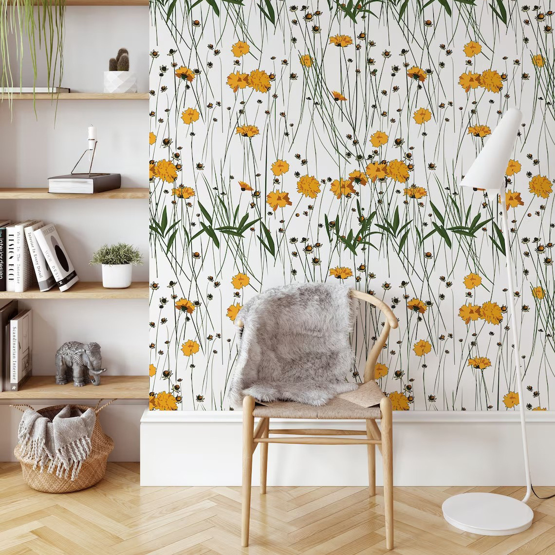 Custom Decorative Floral Art adhesive Wallpaper Bedroom Wall Murals,Botanic Odorless Peel And Stick Wallpaper for Home Decor