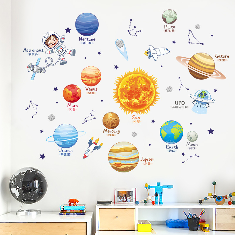 Custom World Map Self Adhesive Removable Printed Decal PVC Vinyl Nursery Children Home Decoration Wall Sticker for Kids Room