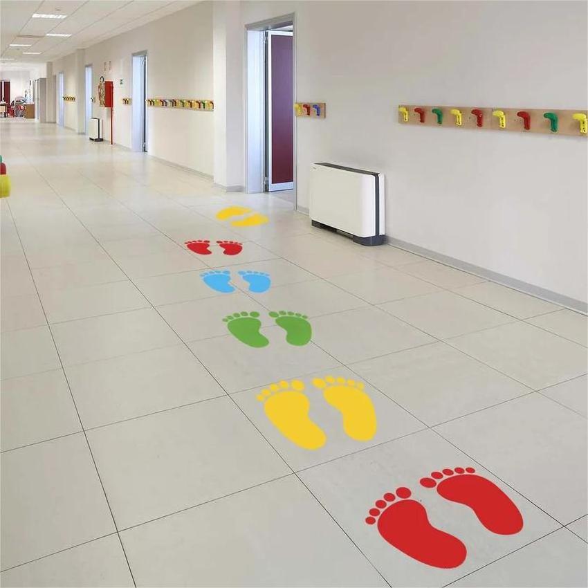 Custom Footprint floor decal removeable School Decoration sticker classroom kindergarten distancing vinyl PVC decals