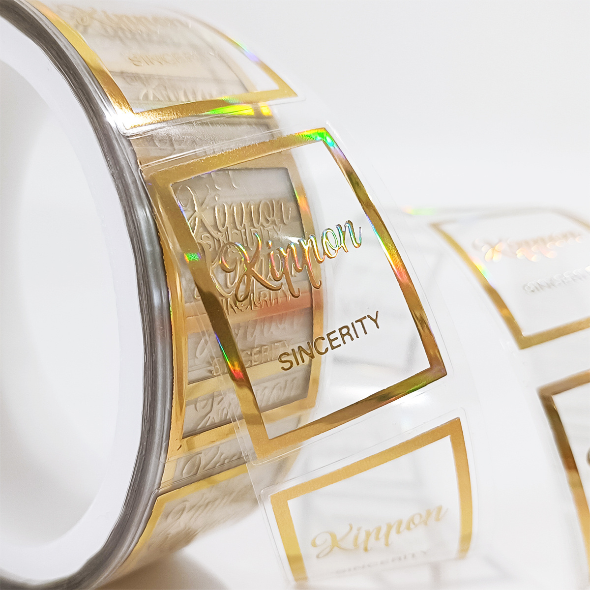 Custom Perfume Label Bottle Logo Holographic Raised Logo Sticker, Clear Gold Foil Transparent Fragrance Candle Packaging Labels