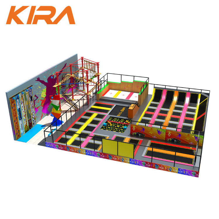 Commercial Bungee Sports Indoor Trampoline Park With Foam Pit Block For Children