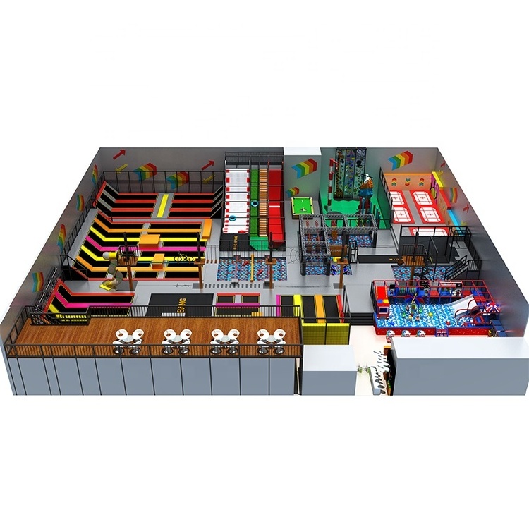 Commercial Bungee Sports Indoor Trampoline Park With Foam Pit Block For Children