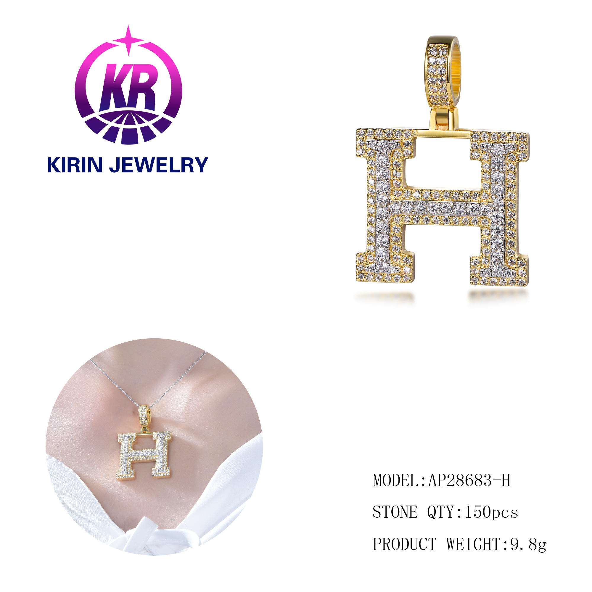 Mini A-Z  Diamond Crown Initial Letters Chain Necklaces Pendant For Men Women Gold Chain Cubic Hip Hop Charm Jewelry Gifts