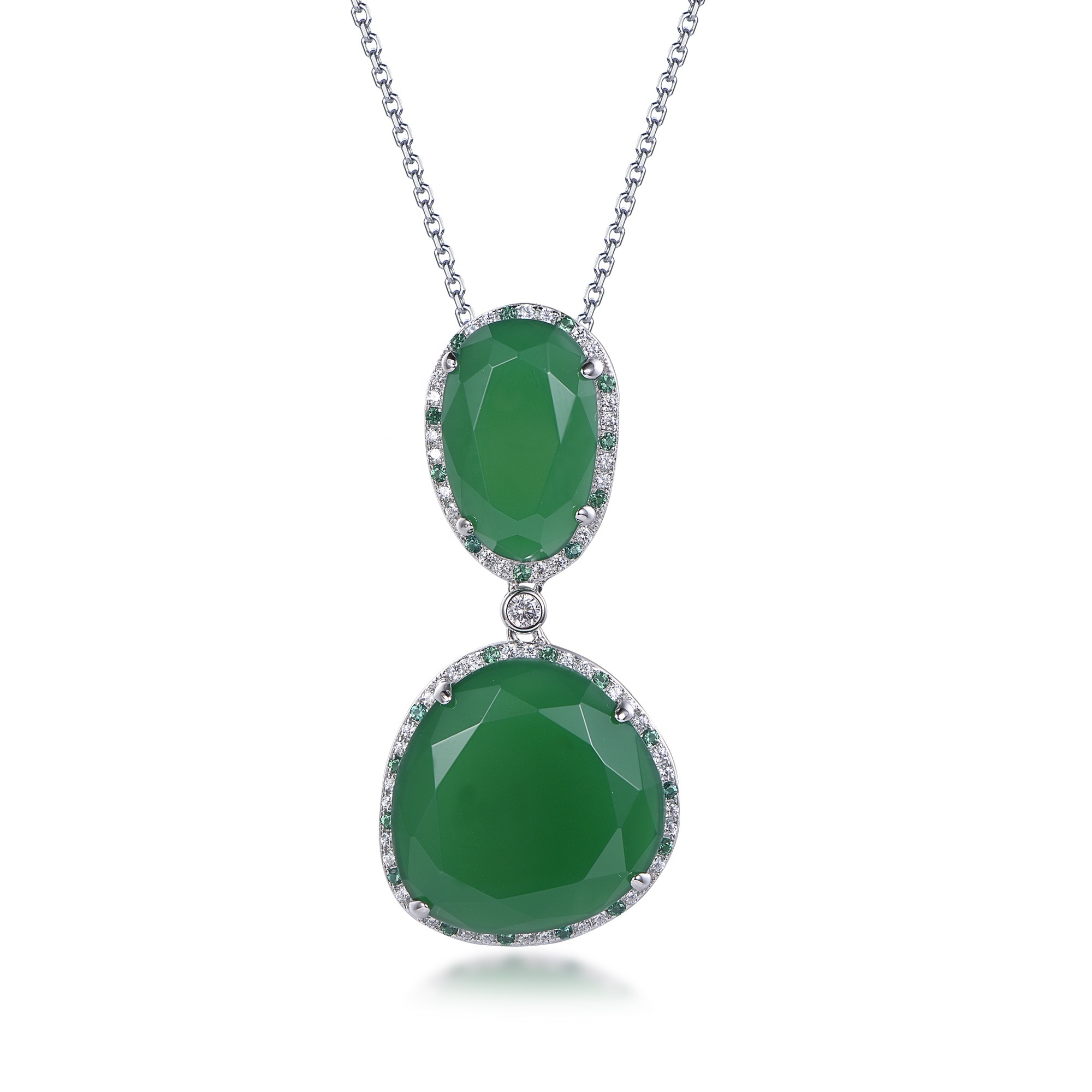 fashion green glass pendant colombian emerald jewelry ruby jewelry sets AAA zircon jewellery set 925 sterling silver jewelry set