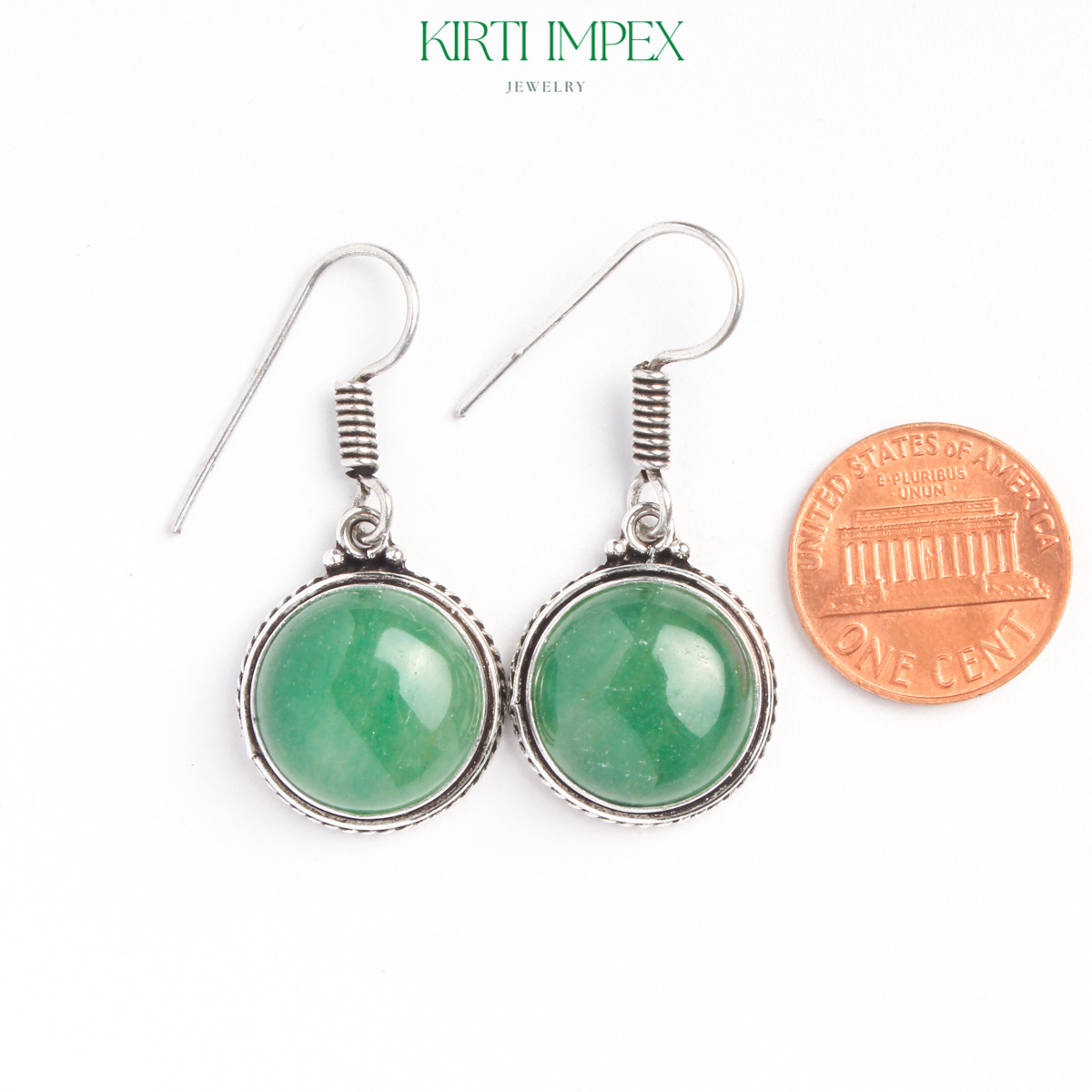 Green Aventurine Earrings Silver Overlay 10 MM Exotic Wholesale eBay Hot Selling Chunky Boho Jewelry For Women American Jewelry