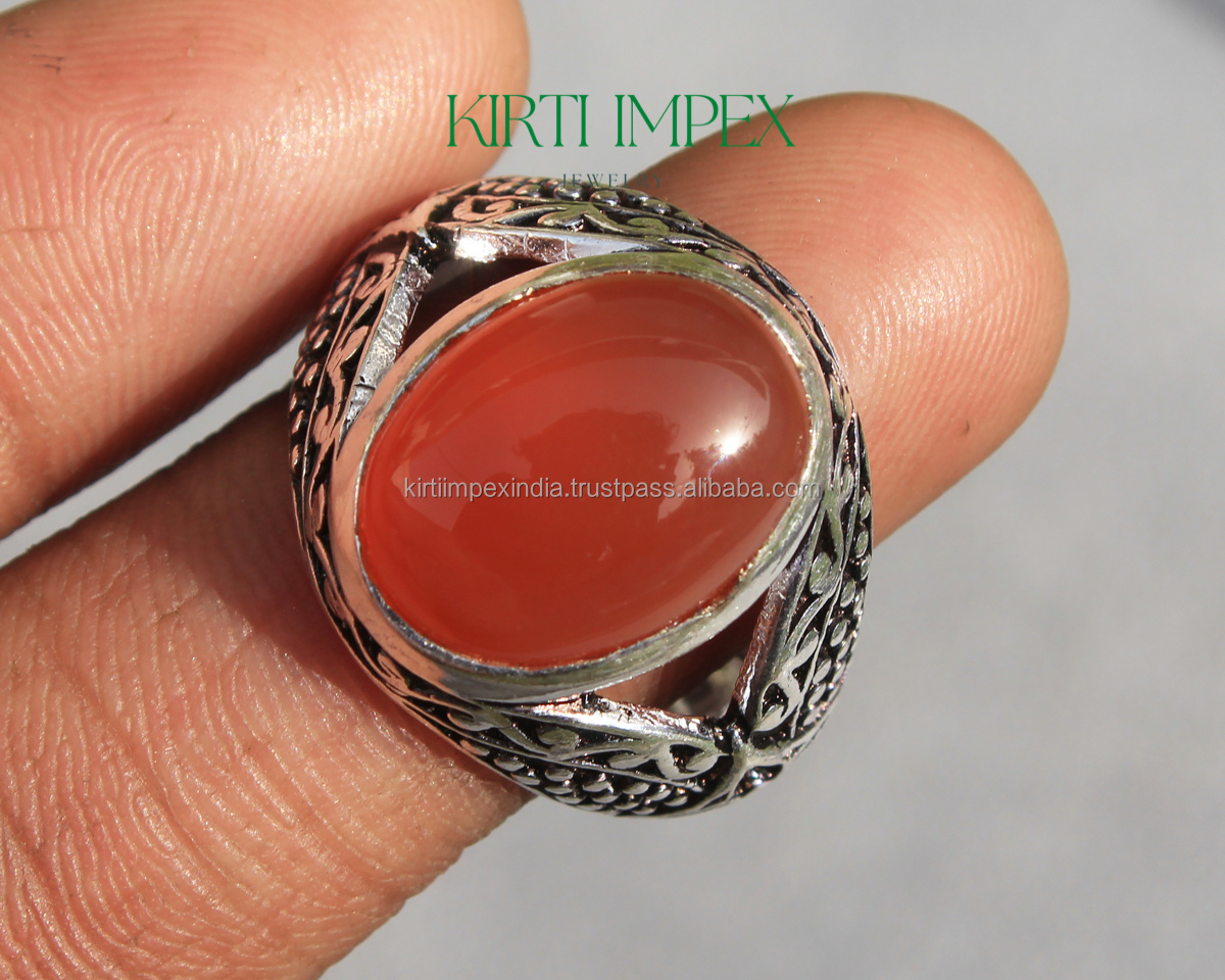 Amazon 2022 New design Fashion Dainty Gem Ring Natural Carnelian Turkish Ring for Men