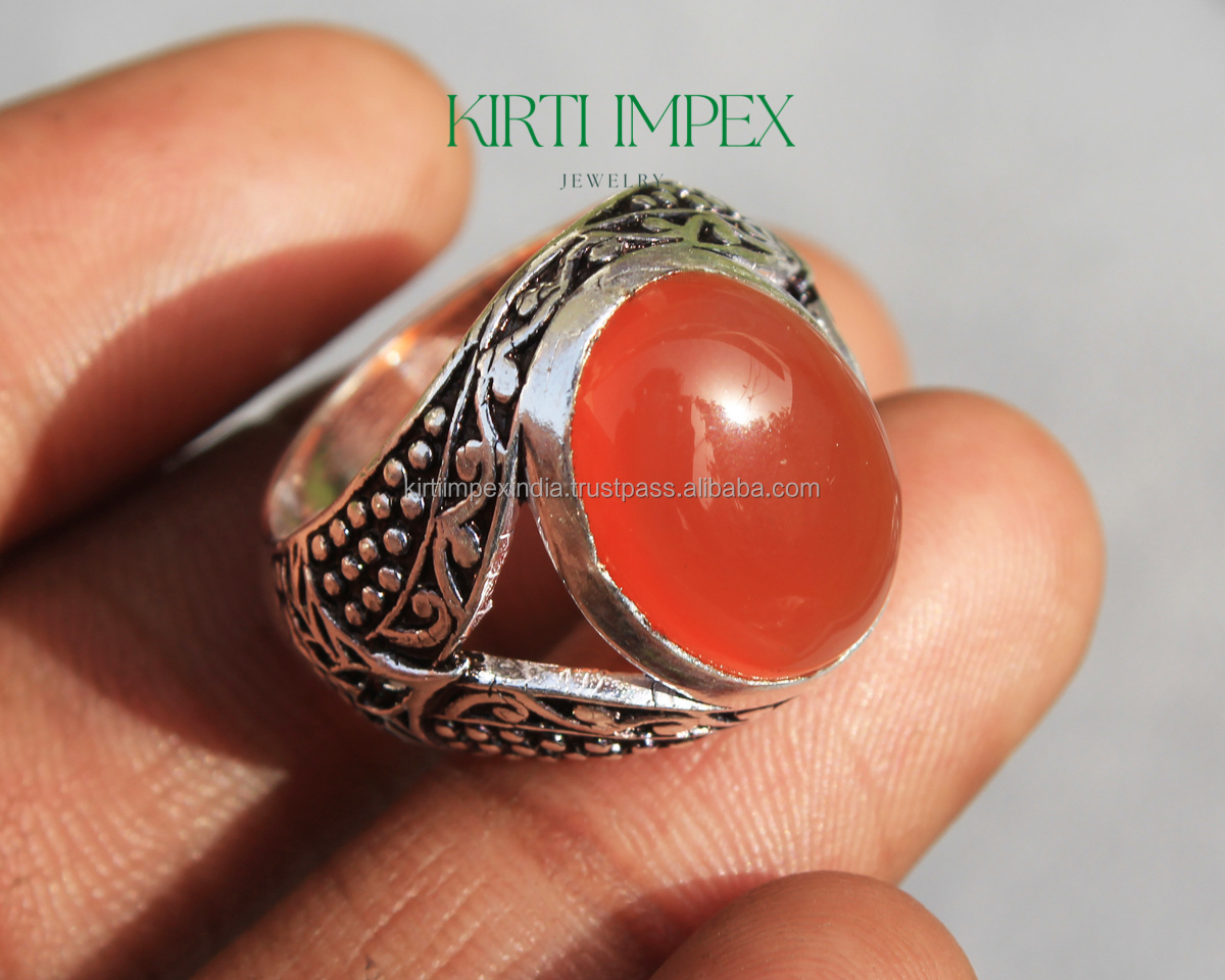 Amazon 2022 New design Fashion Dainty Gem Ring Natural Carnelian Turkish Ring for Men