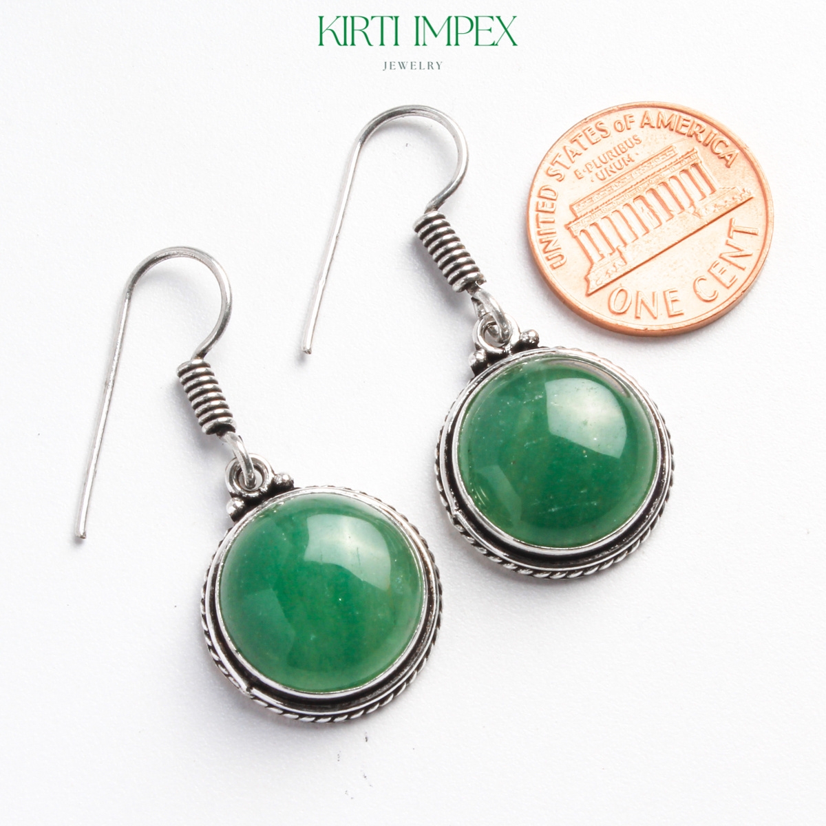 Green Aventurine Earrings Silver Overlay 10 MM Exotic Wholesale eBay Hot Selling Chunky Boho Jewelry For Women American Jewelry