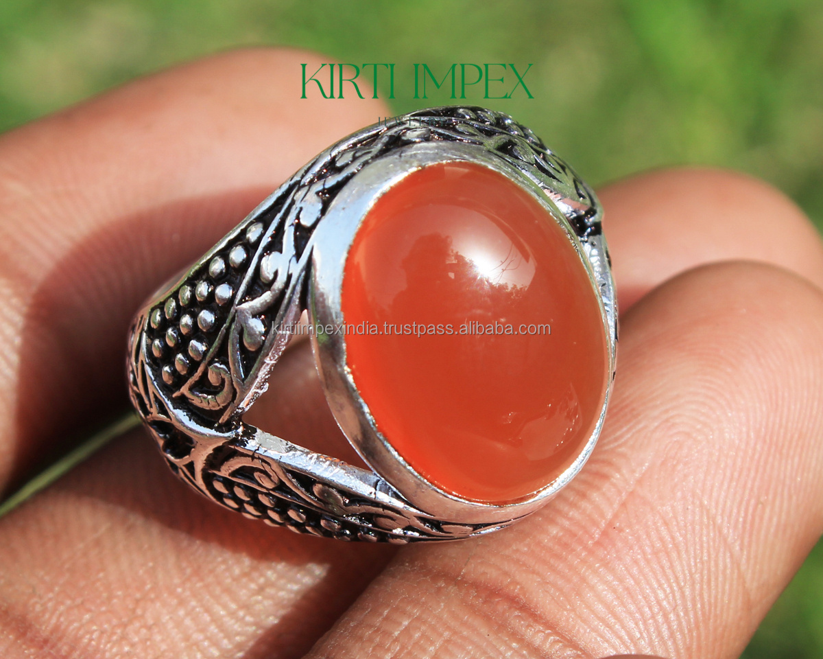 Amazon 2022 New design Fashion Dainty Gem Ring Natural Carnelian Turkish Ring for Men