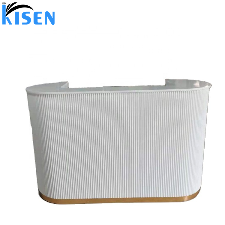 Kisen cheap Hot sale luxury fashion front table counter modern beige white reception desk for beauty SPA salon made in China