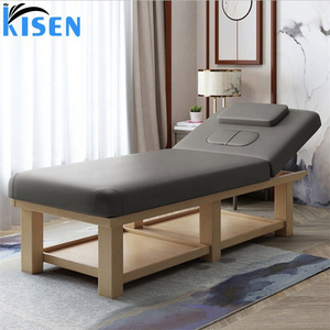 Solid wood beauty bed beauty salon multi-function with hole moxibustion physiotherapy bed beauty body grey color massage table