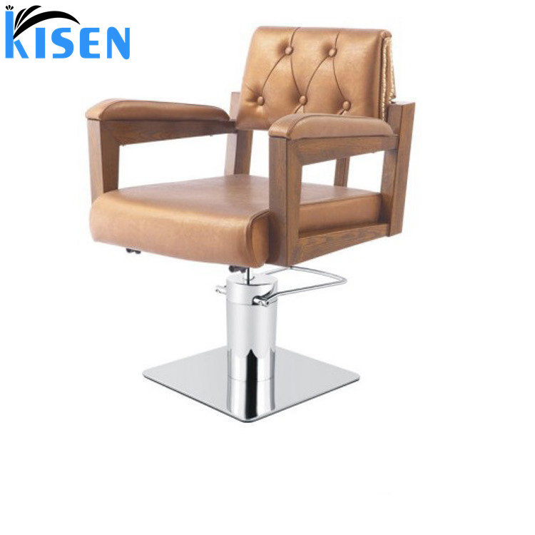 Kisen Beauty Hair Salon Style Barbers Chairs With Shaving No Recliner Lay Down Function Styling Chair For Women And Children