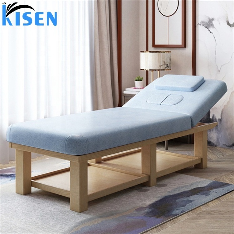 Solid wood beauty bed beauty salon multi-function with hole moxibustion physiotherapy bed beauty body grey color massage table