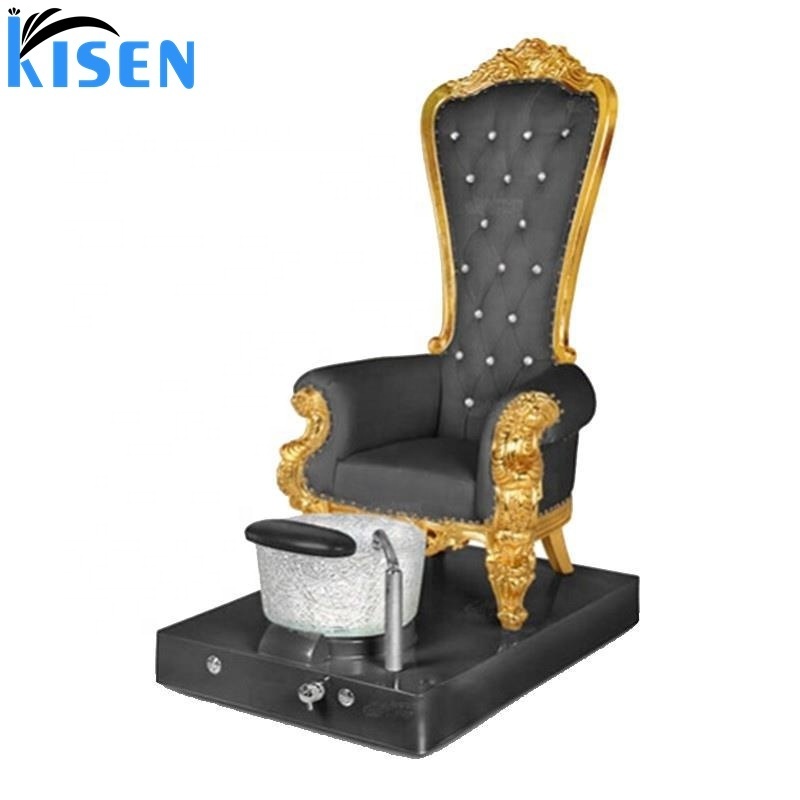 Kisen Luxury Purple Yellow Throne Spa Pedicure Chair High Back No Plumbing Custom Color With Foot Bath Bowl For Salon