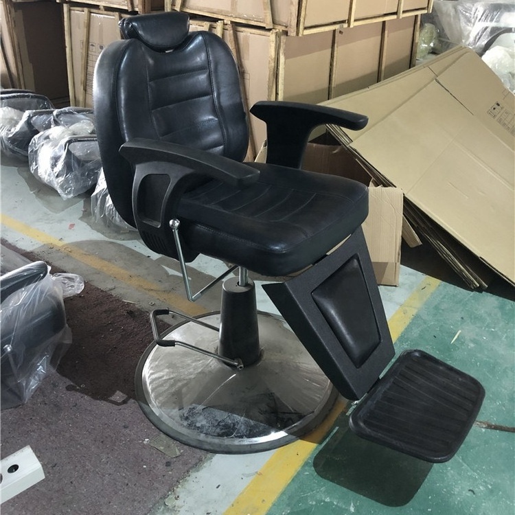 Kisen Swivel And Lifting Barber Chairs Black  Beauty Salon Equipment Ergonomic Design Second Hand Barber Chair For Sale