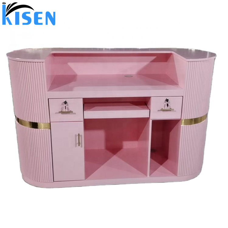 Office furniture small dental white black front table casher reception desk with led light 110V 220V for beauty salon use