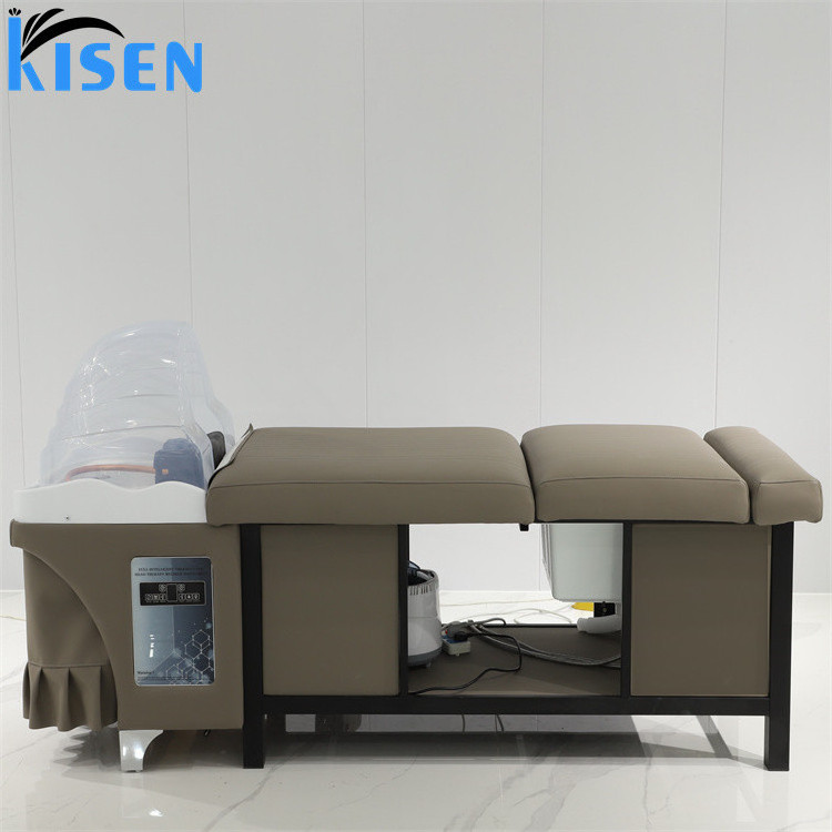 Kisen newest Fashion Baber Shop Funiture Salon Shampoo bed Hair Washing Massage Chair With Pedicure Sink wash foot for sale