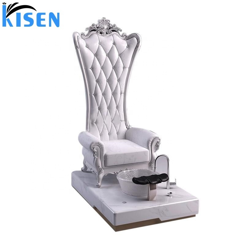 Kisen Luxury Purple Yellow Throne Spa Pedicure Chair High Back No Plumbing Custom Color With Foot Bath Bowl For Salon