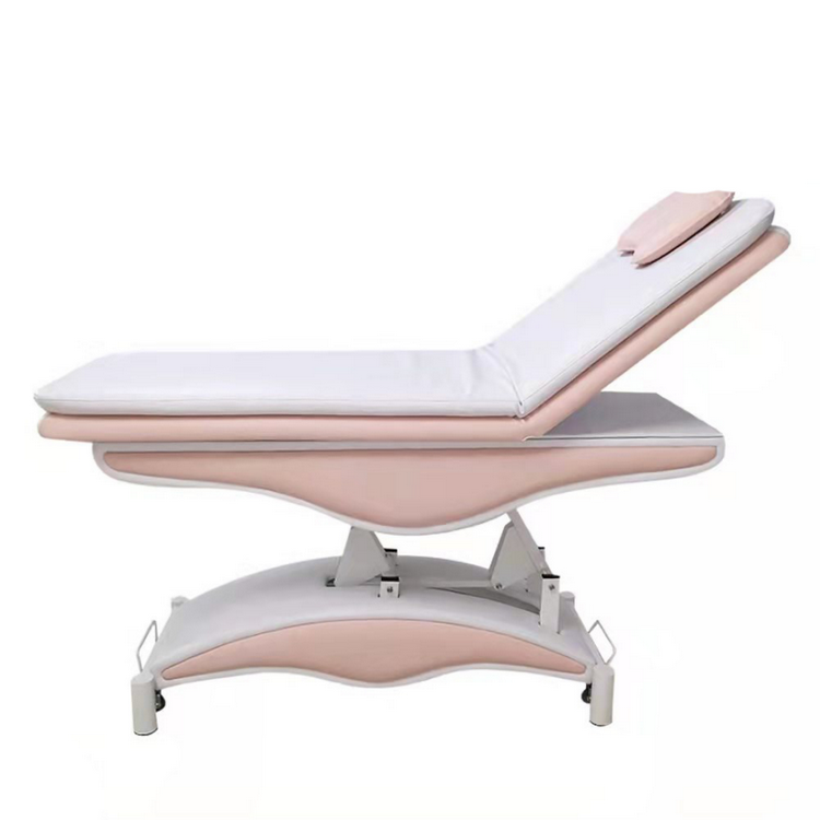 Kisen Luxury Pink White Color Custom Spa Massage Table Nursing Bed Chair Electric Facial Beauty 3 Motor Salon Furniture For Sale