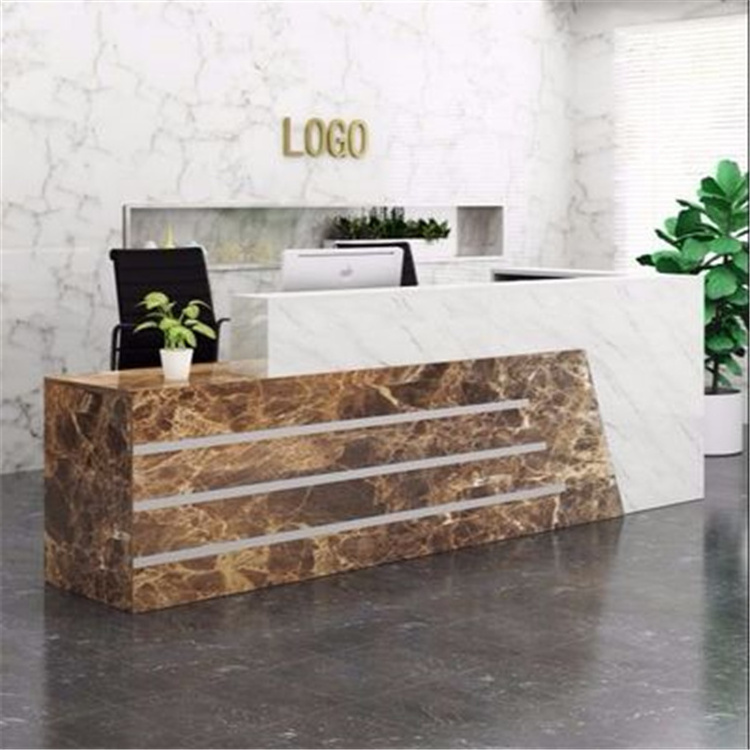 Kisen Luxury Design Wholesale White Modern Used Solid Artificial Stone Office Furniture Counter Reception Desk