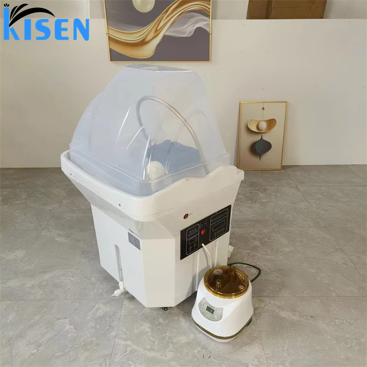 Kisen hot selling portable shampoo bowl with 60L water tank no plumbing with steamer high quality shampoo chair for head spa bea