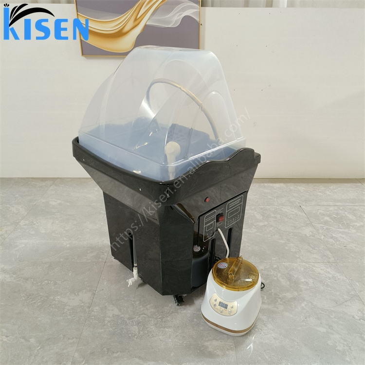 Kisen beauty salon furniture water circulation and fumigation portable shampoo bowl sink with 60L water tank and water heater