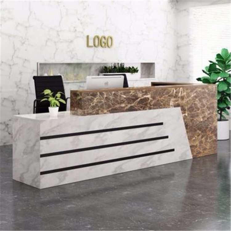 Kisen Luxury Design Wholesale White Modern Used Solid Artificial Stone Office Furniture Counter Reception Desk