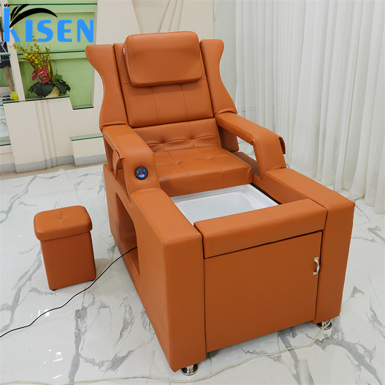 Kisen massage table pedicure chair head treatment shampoo beauty bed with water circulation and steamer