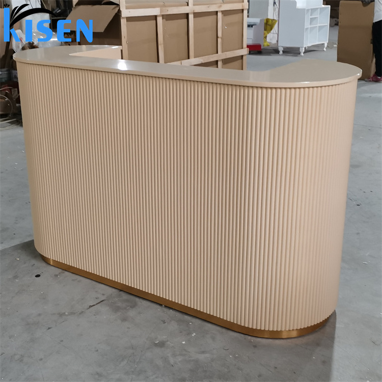 Kisen beauty salon high quality front nude spa reception desk modern bar cashier counter for nail beauty salon