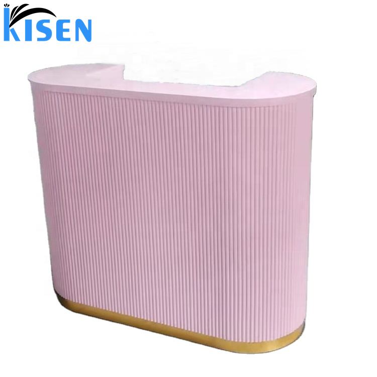 Hot sale beige baby pink white 100cm 120cm 150cm 160cm 170cm 180cm modern bar counter office table mini small reception desk