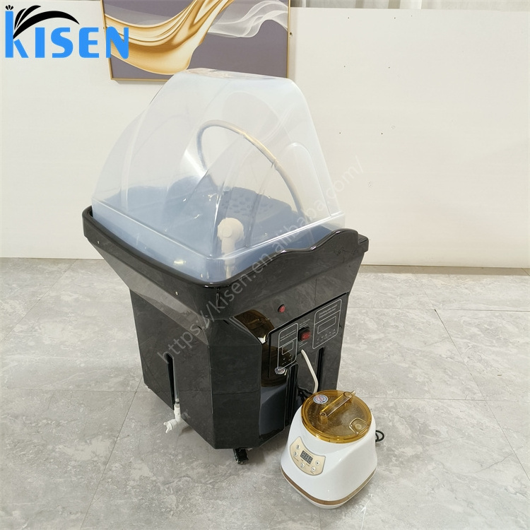 Kisen beauty salon furniture water circulation and fumigation portable shampoo bowl sink with 60L water tank and water heater