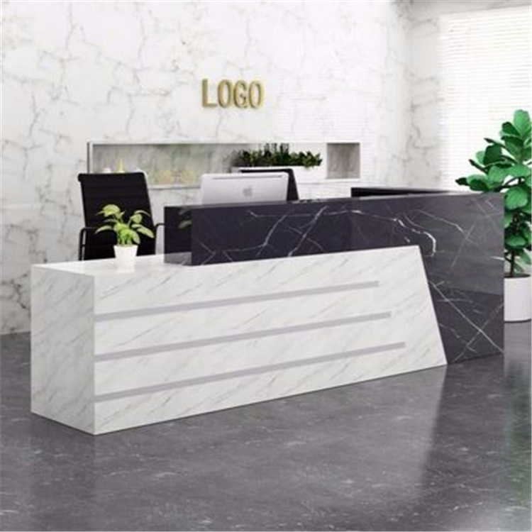 Kisen Luxury Design Wholesale White Modern Used Solid Artificial Stone Office Furniture Counter Reception Desk