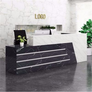 Kisen Luxury Design Wholesale White Modern Used Solid Artificial Stone Office Furniture Counter Reception Desk