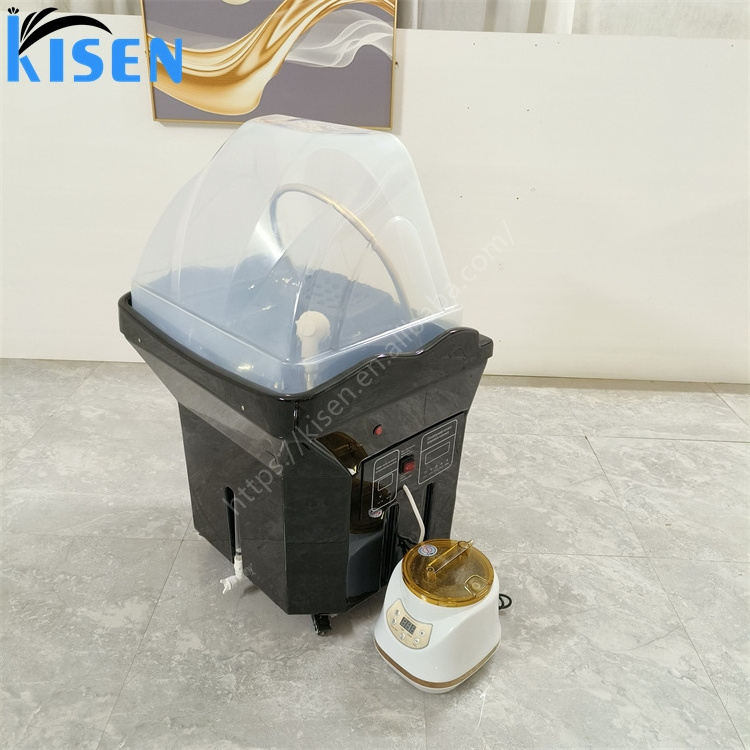 Kisen beauty salon furniture water circulation and fumigation portable shampoo bowl sink with 60L water tank and water heater