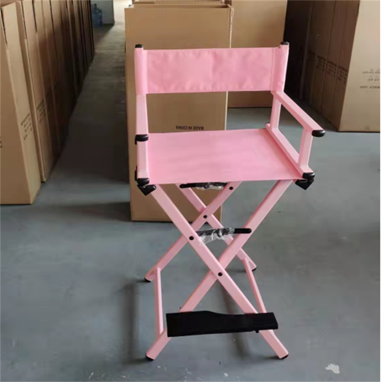 Kisen Modern Beauty And Hair Salon Furniture Pink Small Fabric Portable Makeup Chair Folding Director Chair For Sale