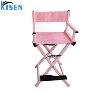 Kisen Modern Beauty And Hair Salon Furniture Pink Small Fabric Portable Makeup Chair Folding Director Chair For Sale