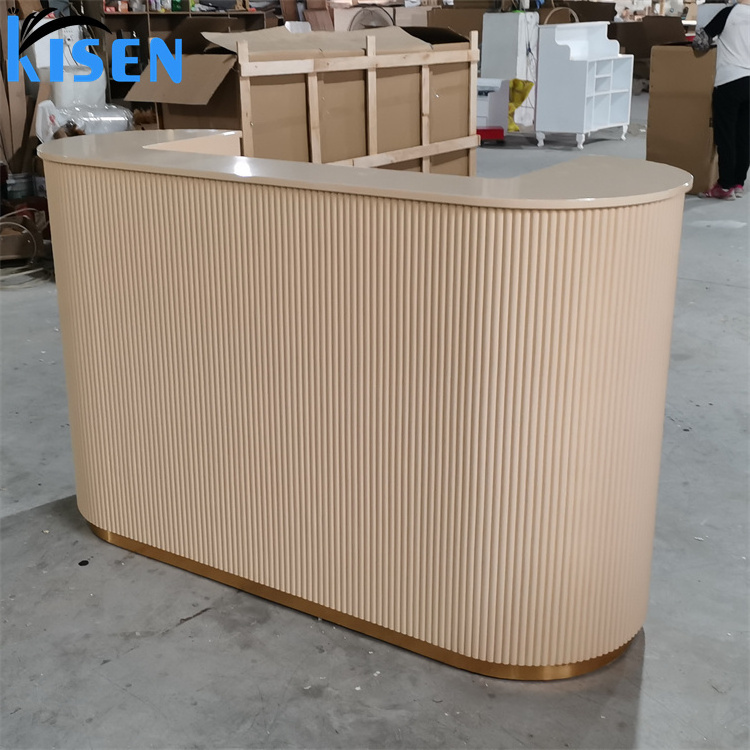 Kisen beauty salon high quality front nude spa reception desk modern bar cashier counter for nail beauty salon