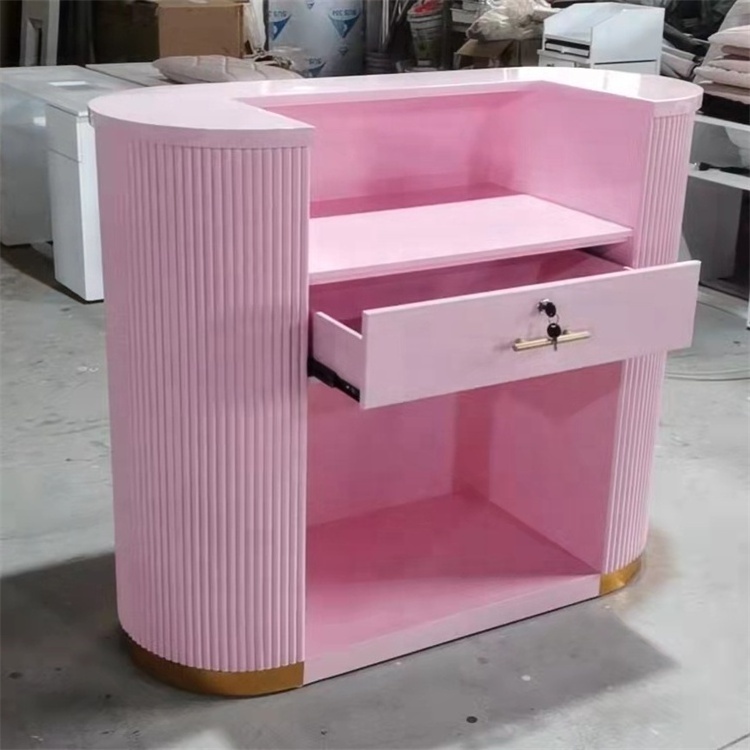 Hot sale beige baby pink white 100cm 120cm 150cm 160cm 170cm 180cm modern bar counter office table mini small reception desk