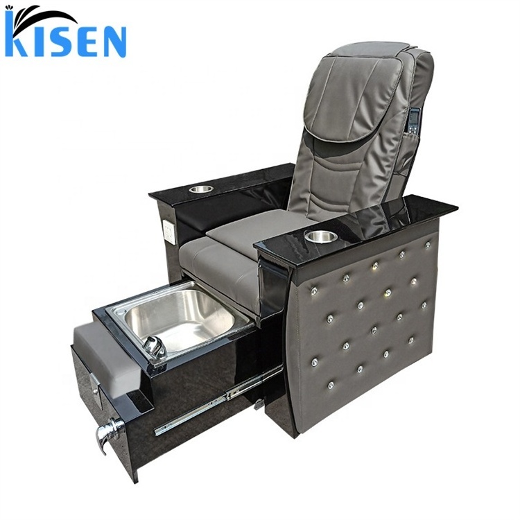 white luxe remote control pipeless massage spa pedicure chairs bowl tub for nail salon