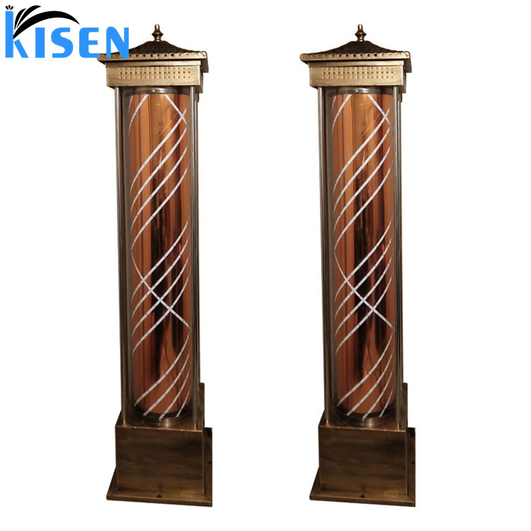 Classical Rotating LED Gold Inflatable Barber Pole Water Proof Spinning Stripes Barber Shop Salon open sign light outdoor