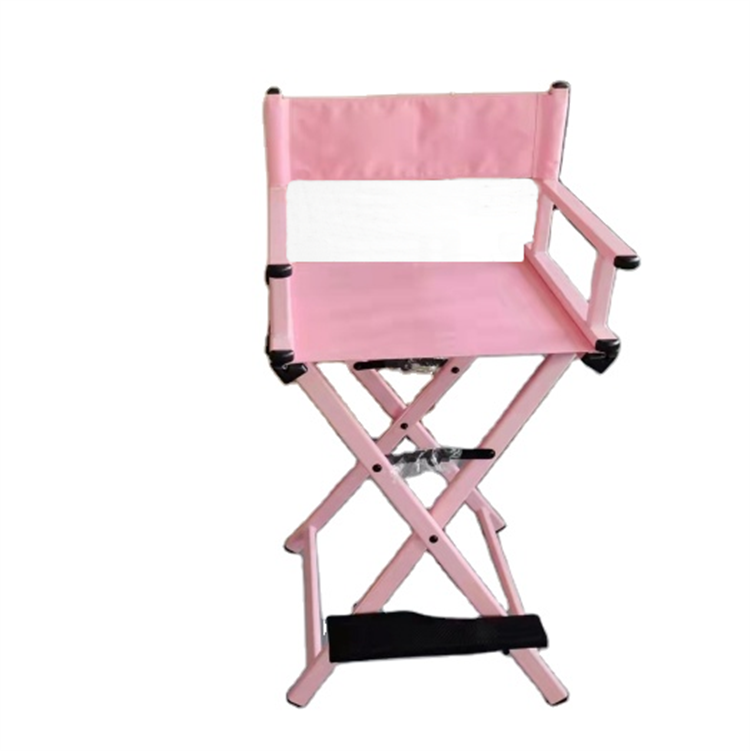 Kisen Modern Beauty And Hair Salon Furniture Pink Small Fabric Portable Makeup Chair Folding Director Chair For Sale