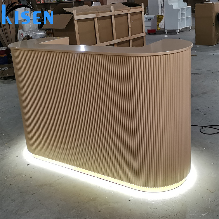 Kisen beauty salon high quality front nude spa reception desk modern bar cashier counter for nail beauty salon