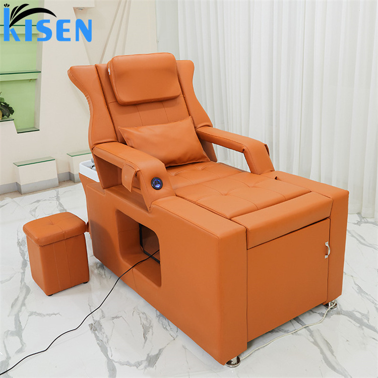 Kisen massage table pedicure chair head treatment shampoo beauty bed with water circulation and steamer