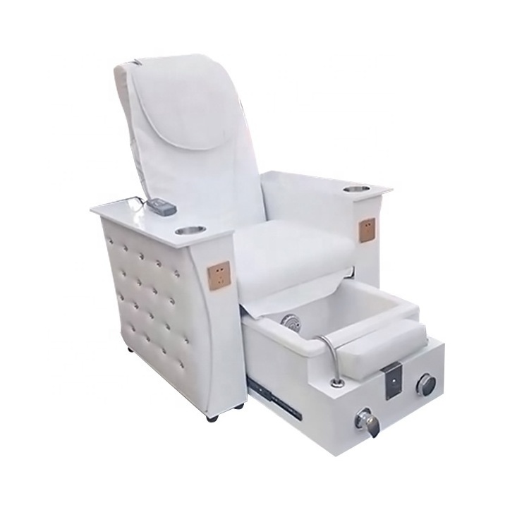 white luxe remote control pipeless massage spa pedicure chairs bowl tub for nail salon