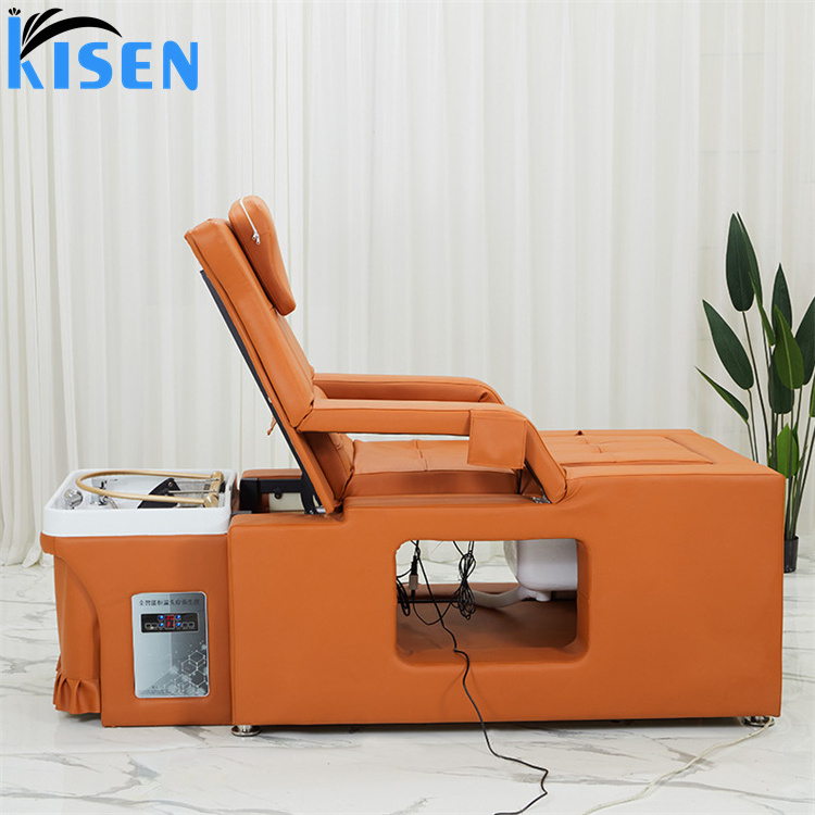 Kisen massage table pedicure chair head treatment shampoo beauty bed with water circulation and steamer