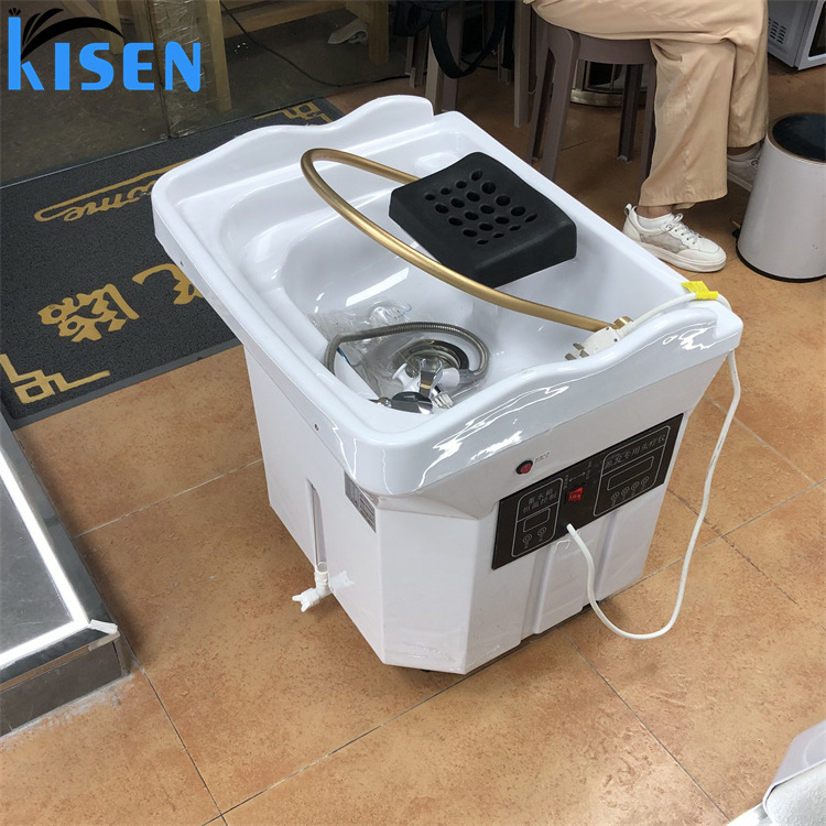 Kisen Professional Massage Spa Shampoo Bed Water Storage Type Hair Salon Head Shampoo Bed Chair With Water Circulation And Tank