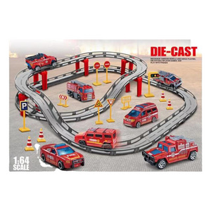 32PCS 1:64 Die Cast Model Car Slot Race Cars Toys Fire Truck Toy for Kids Electric Engineering Rail Track  Train Toy set