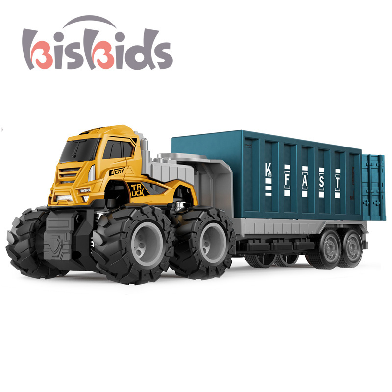 hot selling Kids Alloy Inertia Power Diecast Vehicle Tractor Container Car Fence Animal Trailer Four-wheel vehicle Transport Toy